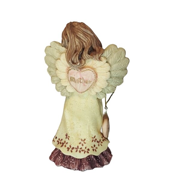 Vintage 1996 Angel Holding Baby Mother Figurine Brown Hair Freckles Statue Folk - Picture 4 of 8